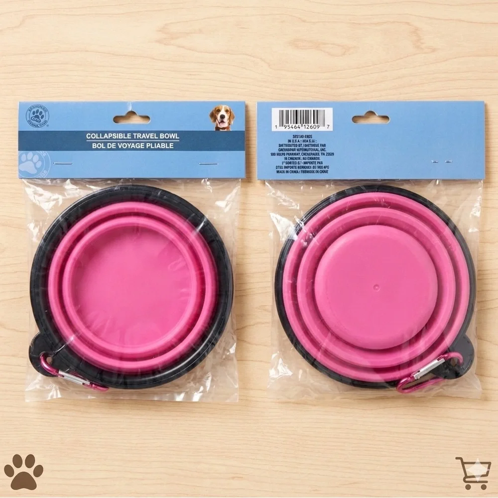 Collapsible Pink Travel Bowl